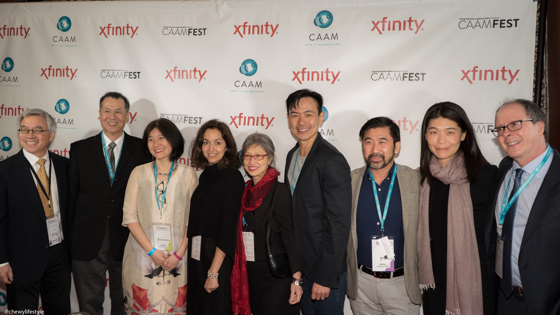 CAAM's Executive Director Stephen Gong and the cast and crew of "THE CHINESE EXCLUSION ACT" documentary on the red carpet at the Castro Theatre on March 19, 2017.