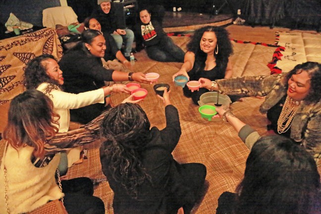 Members of the Bay Area Tongan and Samoan women's kava club Kalapu Mofisi. Photo by Jean Melesaine courtesy of the Oakland Museum of California.