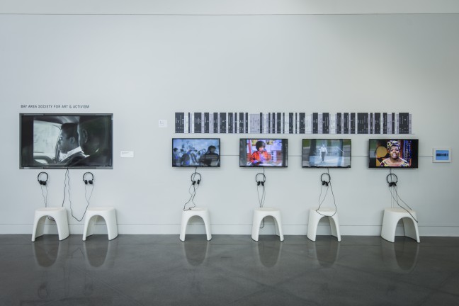 Installation view of Bay Area Society for Art & Activism in Take This Hammer: Art + Media Activism from the Bay Area, Yerba Buena Center for the Arts, 2016. Courtesy Yerba Buena Center for the Arts. Photo by Charlie Villyard.