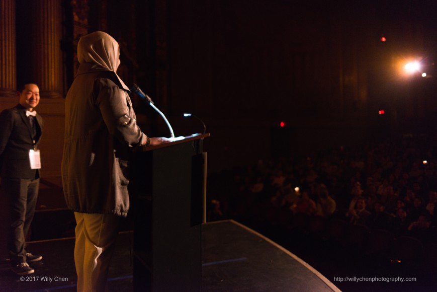 Filmmaker Lena Khan at the Opening Night film, "The Tiger Hunter." Photo by Willy Chen for CAAM.