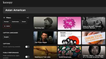 screenshot of Kanopy website (CAAM Library)